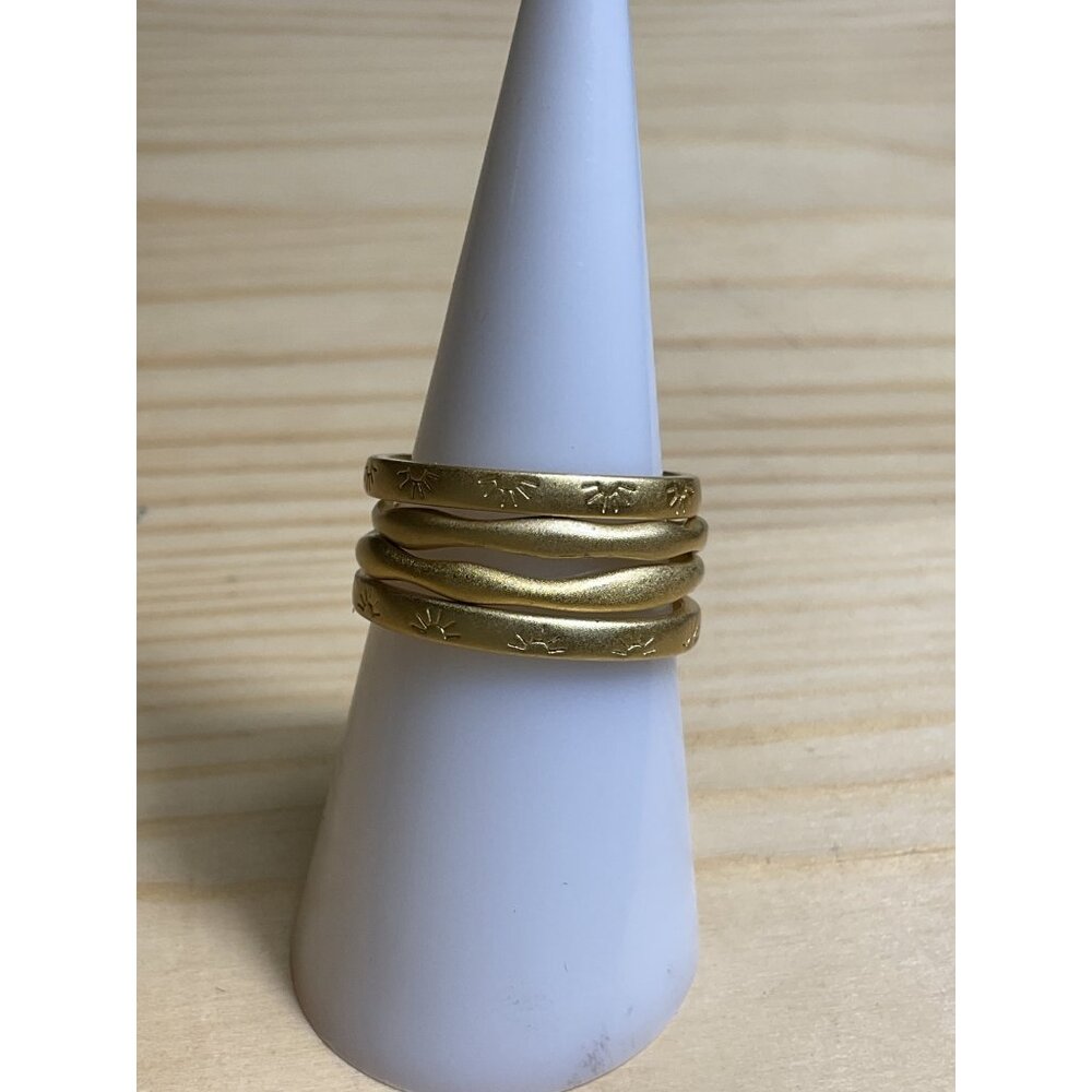 Gold Tone Set of 4 Stackable Sunburst Metal Rings